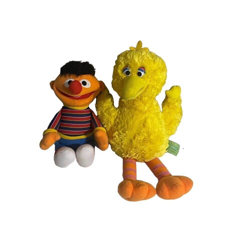Vintage Sesame Street Plush Ernie Big Bird Plush 13”/9” Stuffed Toy 2002